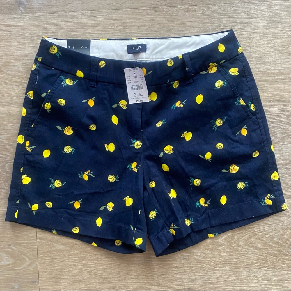 J. Crew Women's 5in Lemon Print Classic Chino Shorts